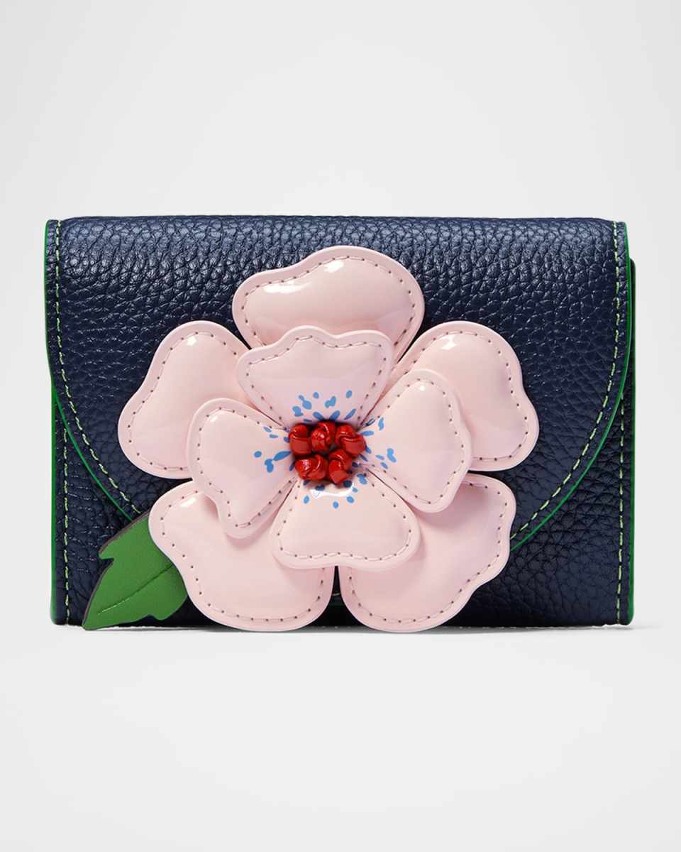 in the garden floral flap leather card case